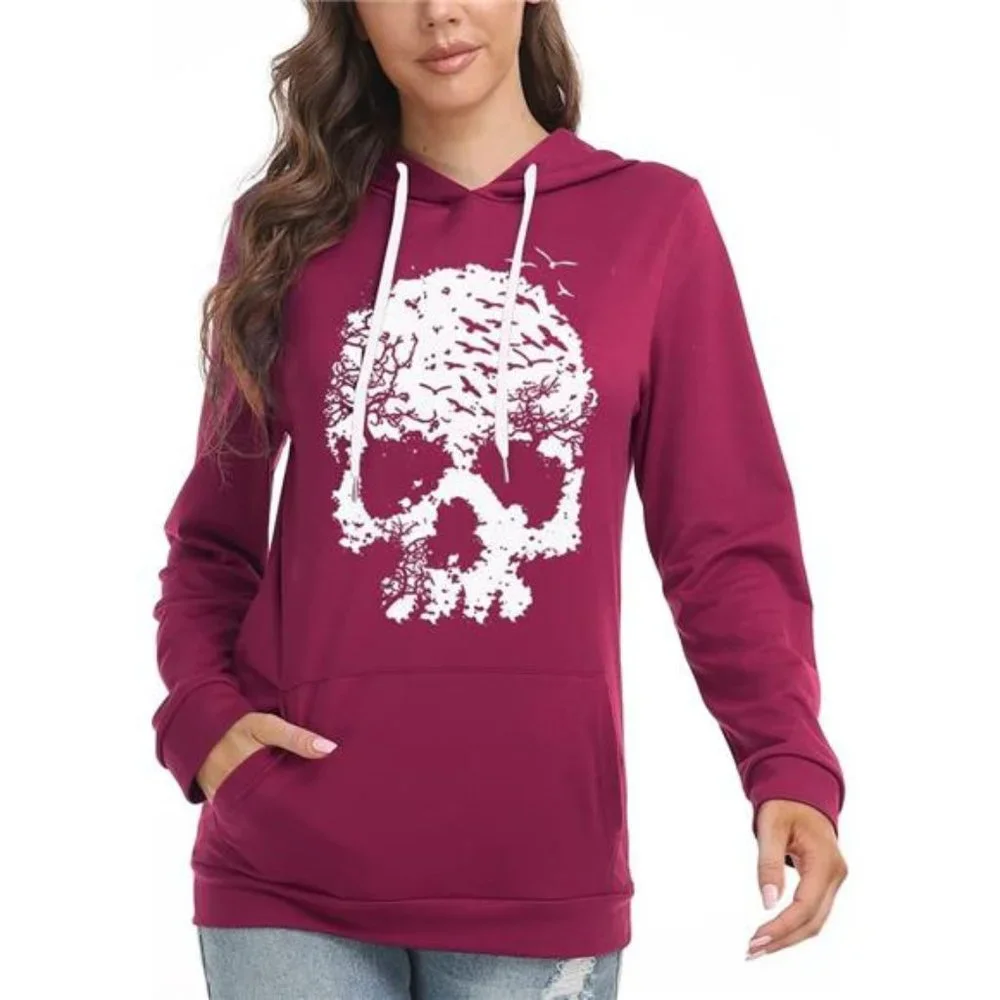 Skull Shirts for Women Skeleton Funny Gothic Graphic Casual Hoodies‎ Pullover